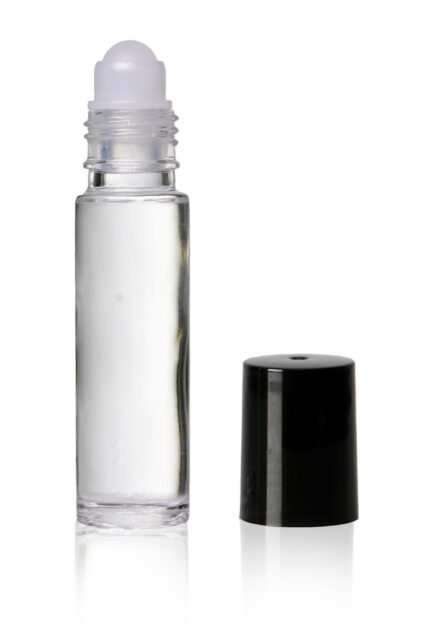 1/3 oz, (10ML) Glass Roll-On Bottle w/Black Cap